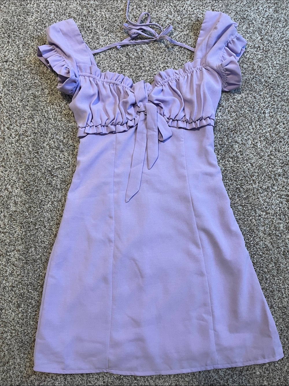 Tiger Mist Lilac Mini Dress with Tie Front